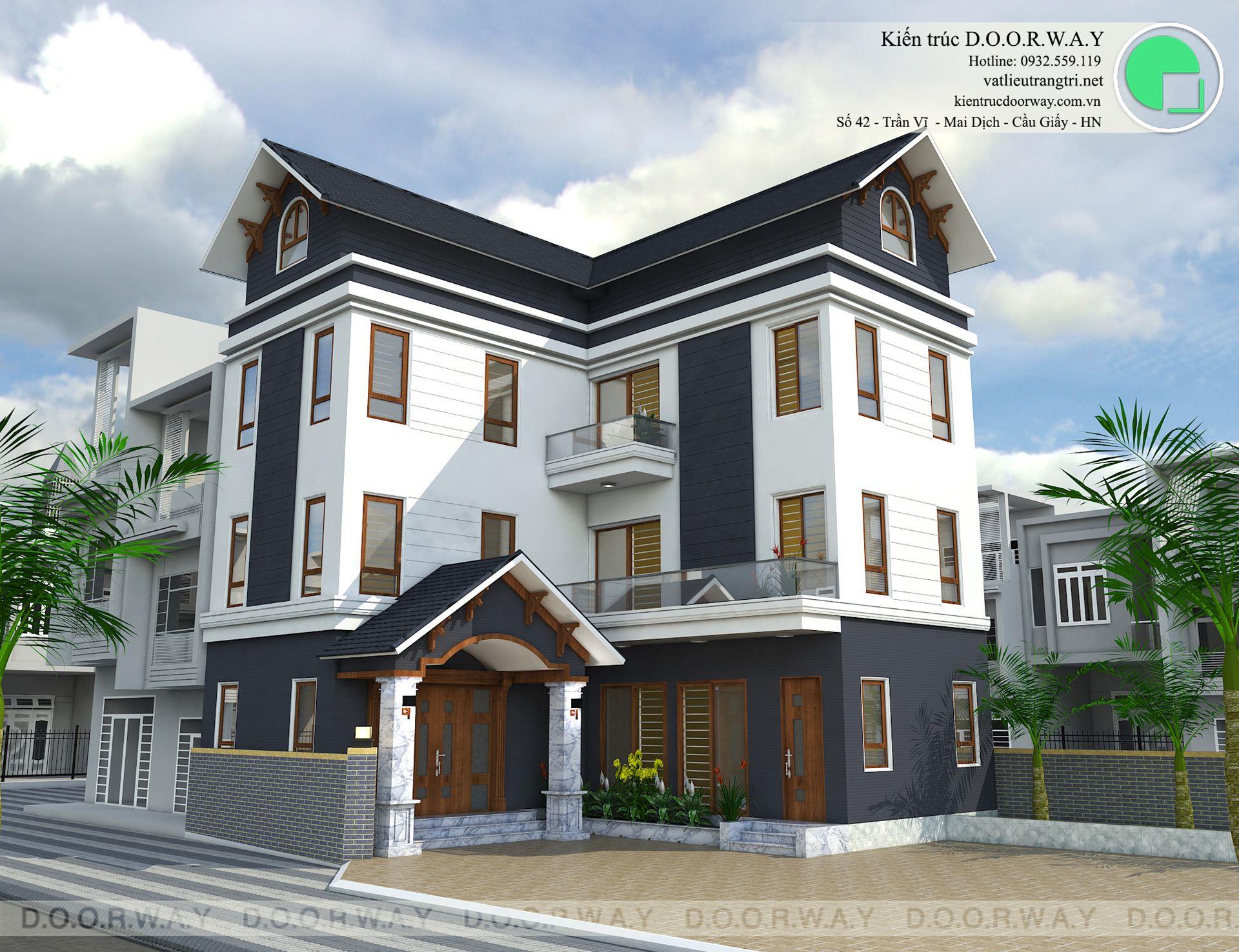 Thiết kế biệt thự 3 tầng mr Chung Tân Hội by doorway góc chính giữa