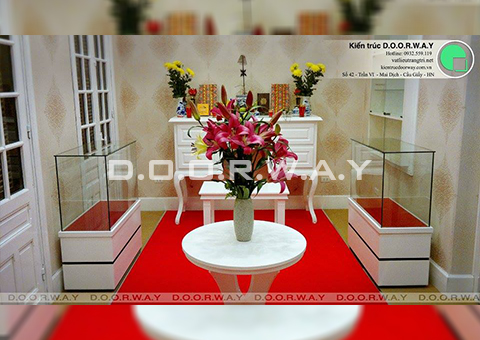Thi công nội thất phòng truyền thống Viên Khoa học giáo dục by doorway góc 04
