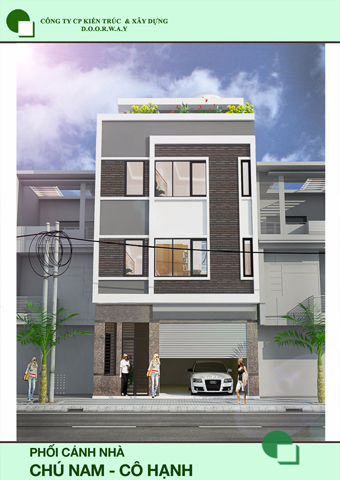 Thiết kế nhà phố 3 tầng hiện đại 1 tum chú Nam cô Hạnh tại Phú Mỹ by doorway pa1 phối cảnh
