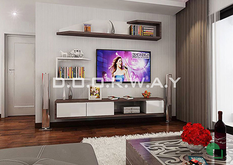 Thiết kế nội thất chung cư Tây Hà 119m2 nhà cô Thu chú Tường by kiến trúc Doorway phòng khách góc 03