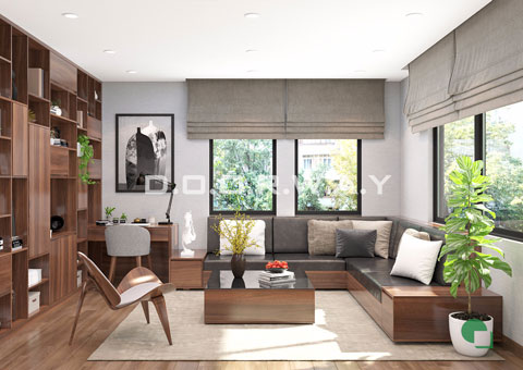 Thiết kế nội thất phòng khách 30m2 nhà anh Tuấn ở KĐT Việt Hưng by doorway thiết kế góc 01