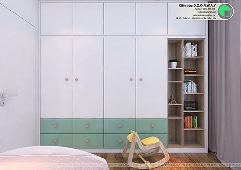 Thiết kế nội thất chung cư 60m2 Sun Square nhà chị Thanh by kiến trúc Doorway phòng ngủ 02 góc 02