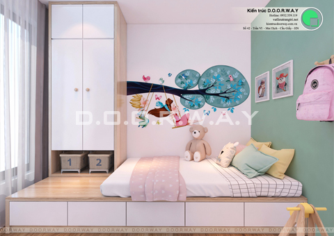 Thiết kế nội thất chung cư 60m2 Sun Square nhà chị Thanh by kiến trúc Doorway phòng ngủ 01 góc 02