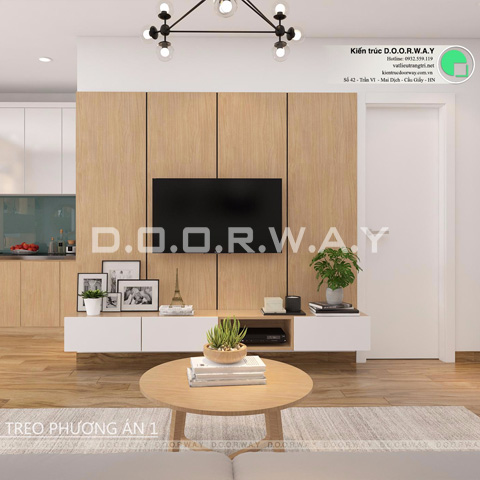 Thiết kế thi công nội thất chung cư 70m2 nội thất phòng khách nhà mrs Lê ở KĐT Nghĩa Đô by Doorway góc 03