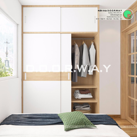 Thiết kế thi công nội thất chung cư 70m2 nội thất phòng ngủ nhà mrs Lê ở KĐT Nghĩa Đô by Doorway góc 02