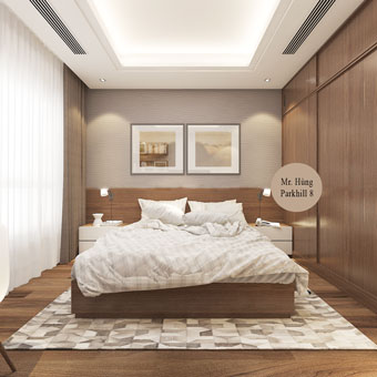 Thiết kế nội thất chung cư 170m2 nhà anh Hùng tại Park Hill 8, by kiến trúc Doorway phòng ngủ con master góc 01