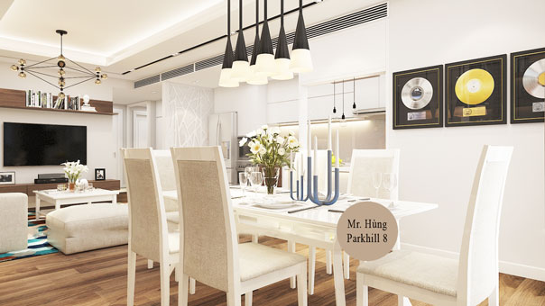 Thiết kế nội thất chung cư 170m2 nhà anh Hùng tại Park Hill 8, by kiến trúc Doorway thi công phòng khách góc 02