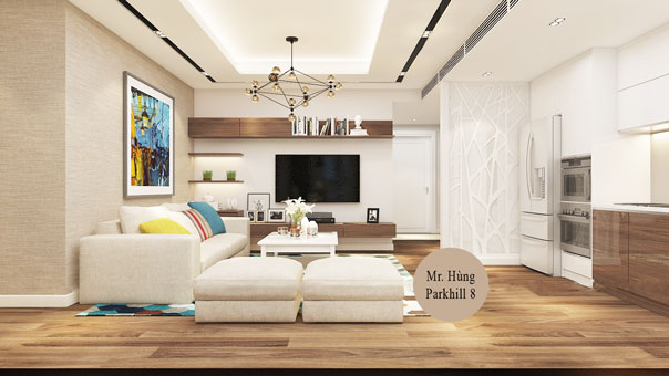 Thiết kế nội thất chung cư 170m2 nhà anh Hùng tại Park Hill 8, by kiến trúc Doorway thi công phòng khách góc 03