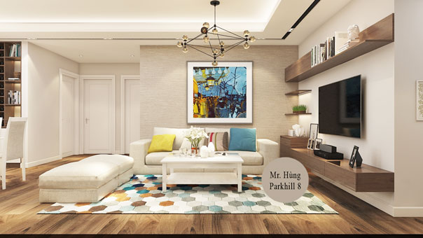 Thiết kế nội thất chung cư 170m2 nhà anh Hùng tại Park Hill 8, by kiến trúc Doorway thi công phòng khách góc 04