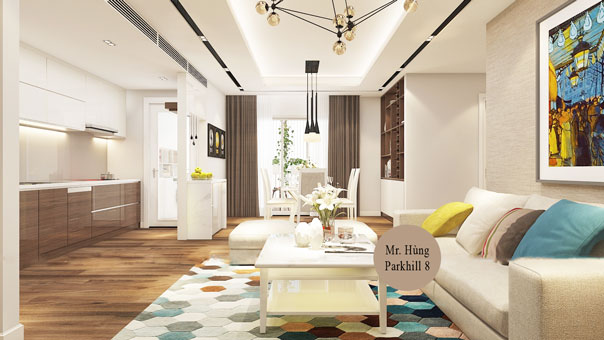Thiết kế nội thất chung cư 170m2 nhà anh Hùng tại Park Hill 8, by kiến trúc Doorway thi công phòng khách góc 06