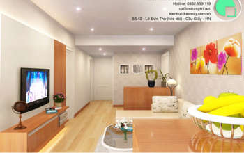 Thiết kế & thi công nội thất chung cư 95m2, chung cư Meco Complex 102 Trường Chinh nhà anh Thắng by kiến trúc Doorway phòng khách, phòng bếp góc 12