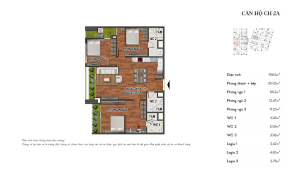 Thiết kế nội thất căn hộ 3 phòng ngủ CH-2A chung cư Manhattan Tower by kiến trúc doorway, mặt bắng bố trí nội thất