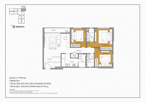 Thiết kế căn hộ 3 phòng ngủ B106 tòa S1 chung cư Seasons Avenue by kiến trúc Doorway, bố trí mặt bằng nội thất