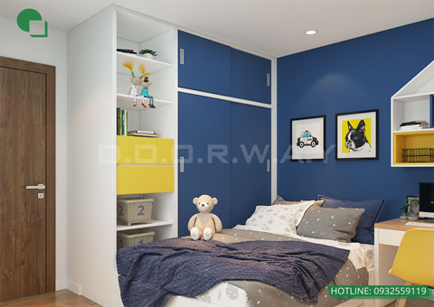 Thiết kế nội thất chung cư The Legend căn hộ 2 phòng ngủ nhà anh Hiệu chị Thủy 50m2, by kiến trúc Doorway, thiết kế phòng ngủ cho bé góc 03