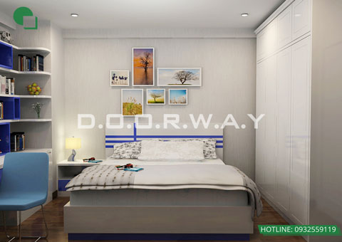 Thiết kế nội thất căn hộ 3 phòng ngủ CH-4A chung cư Manhattan Tower by kiến trúc Doorway, thiết kế phòng ngủ 02 góc 01