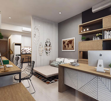 Thiết kế nội thất chung cư, thuật ngữ về các loại hình căn hộ chung cư by kiến trúc Doorway st, Căn hộ Officetel 02