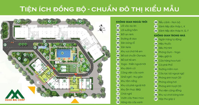 Thiết kế nội thất căn hộ 2 phòng ngủ loại C tòa FGH chung cư Xuân Mai Complex by kiến trúc Doorway, tiện ích 01