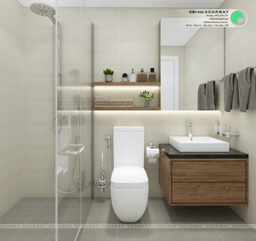 Thiết kế nội thất căn hộ 2 phòng ngủ CT1 60m2 chung cư Iris Garden, by kiến trúc Doorway, Wc 3.3m2