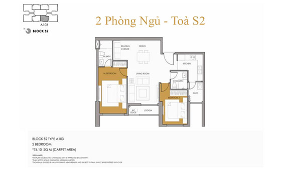 Thiết kế nội thất căn hộ 2 phòng ngủ tòa S2 chung cư Seasons Avenue by kiến trúc Doorway st, mặt bằng bố trí nội thất