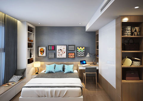 Thiết kế nội thất căn hộ 3 phòng ngủ B110 tòa S1 chung cư Seasons Avenue by kiến trúc Doorway, phòng ngủ 03