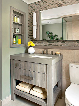 Điểm nhấn cho phòng tắm là kệ tủ - Nội thất phòng tắm by kiến trúc Doorway 01