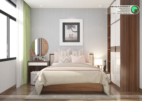 Trọn bộ nội thất phòng ngủ con gái gỗ HDF dưới 50 triệu by kiến trúc Doorway 01