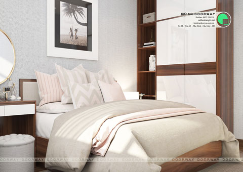 Trọn bộ nội thất phòng ngủ con gái gỗ HDF dưới 50 triệu by kiến trúc Doorway 02