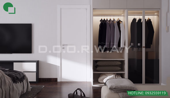 Thiết kế căn hộ chung cư Discovery 2 phòng ngủ phong cách Scandinavian by kiến trúc Doorway phòng ngủ master 05