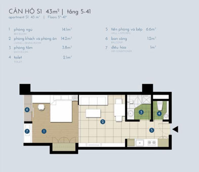 Thiết kế nội thất chung cư The Manor Central Park [Cập nhật 2019] by kiến trúc Doorway, mặt bằng căn hộ S1