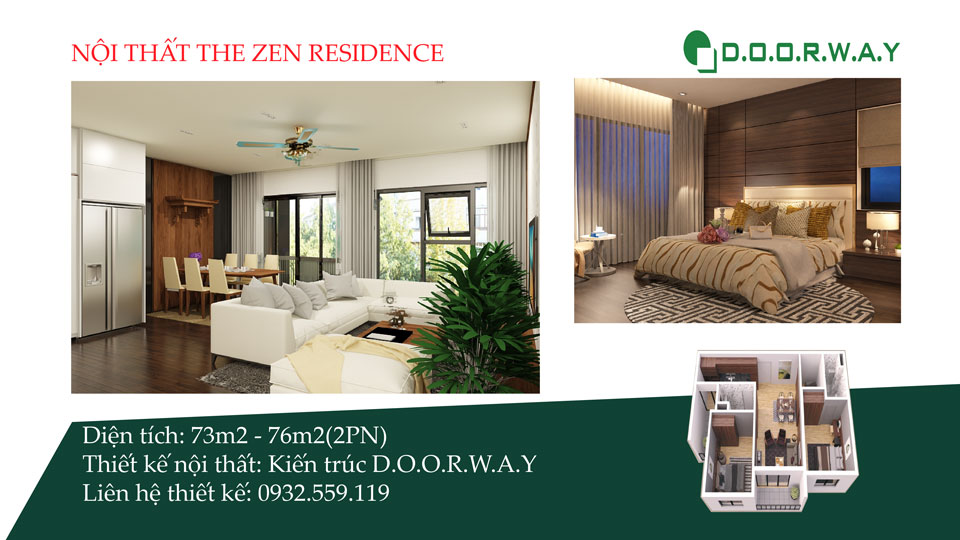 Ảnh tiêu biểu- Nội thất căn 2 phòng ngủ The Zen Residence năm 2019 - 2020