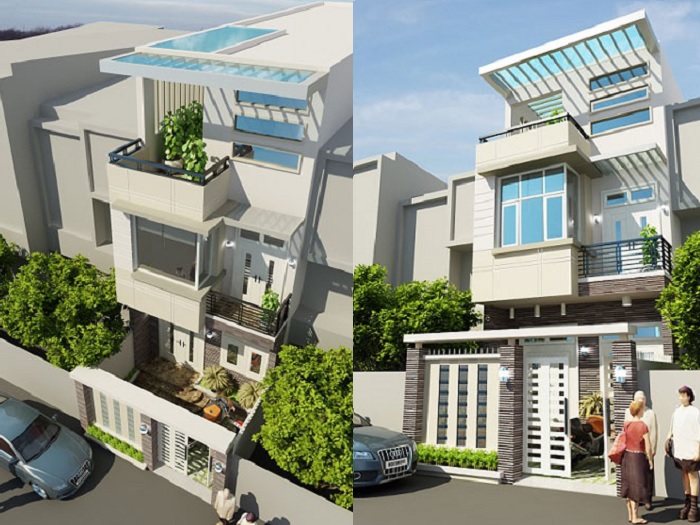 (1)7 mẫu thiết kế nhà phố 3 tầng 5x16m đơn giản nhưng ấn tượng