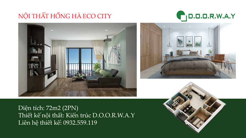 Ảnh tiêu biểu- Thiết kế nội thất căn hộ 72m2 Hồng Hà Eco City với 2PN tiện nghi