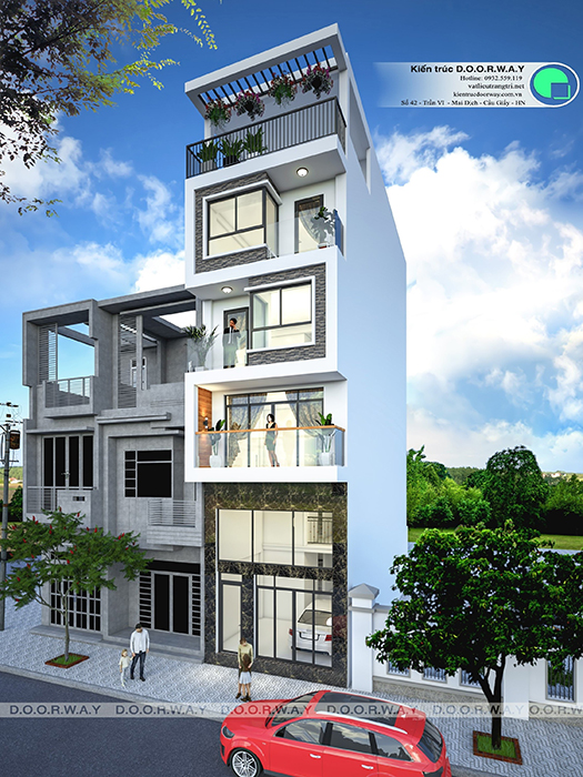 (2)Thiết kế nhà phố hiện đại