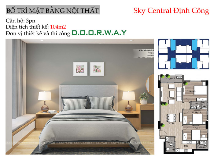 (MB)Thiết kế nội thất căn hộ 104m2 Sky Central Định Công