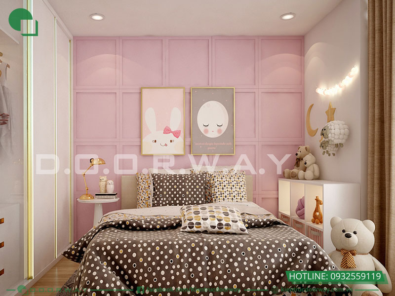 Decor phòng ngủ 10m2 cho bé gái với tông màu hồng cực dễ thương