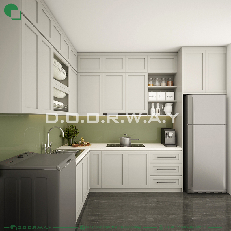 Để tiết kiệm không gian hơn cho nhà bếp cấp 4 nên sử dụng đồ nội thất tích hợp