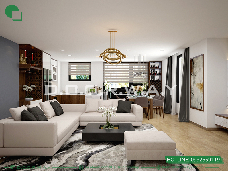 Một số chú ý về phong thủy khi thiết kế phòng khách liên thông nhà bếp