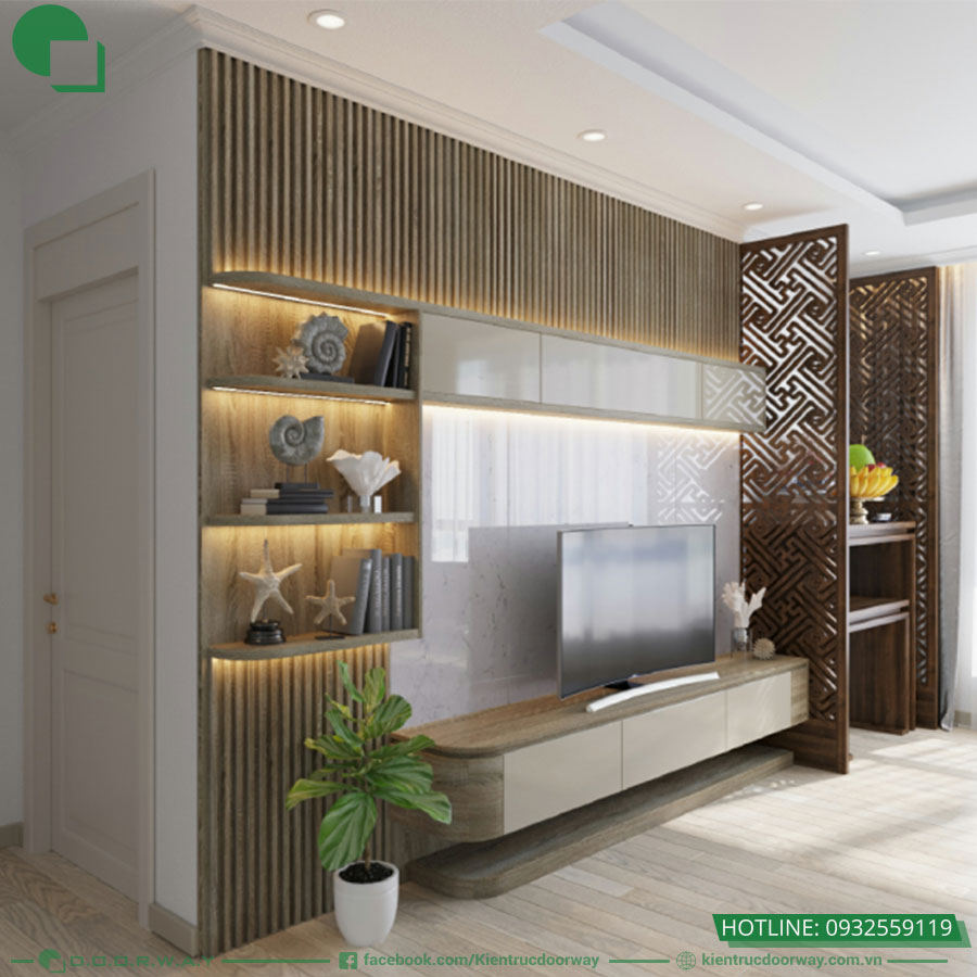 vách ngăn CNC phòng thờ và phòng khách chung cư