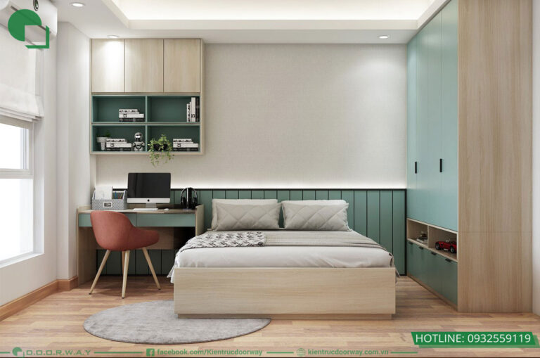 Phòng ngủ bé trai với gam màu xanh cá tính và tiện nghi