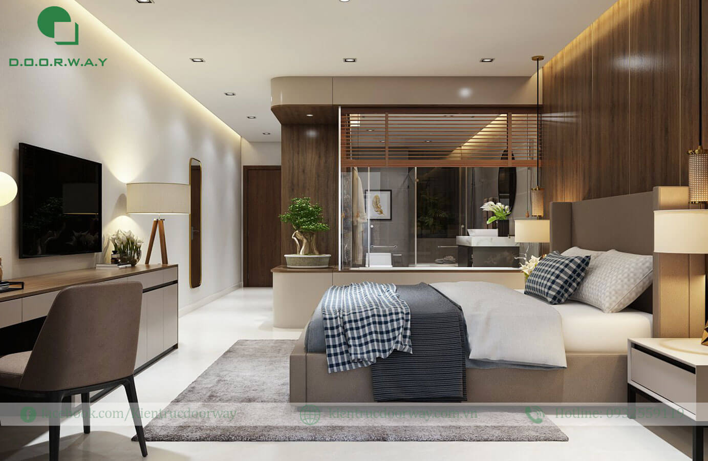 bố trí phòng ngủ 20m2 có toliet