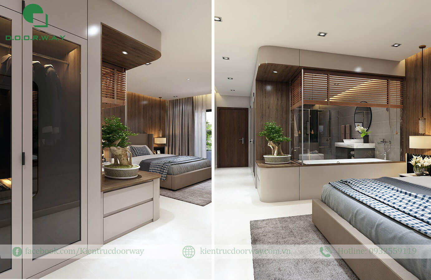 bố trí phòng ngủ 20m2 có toliet