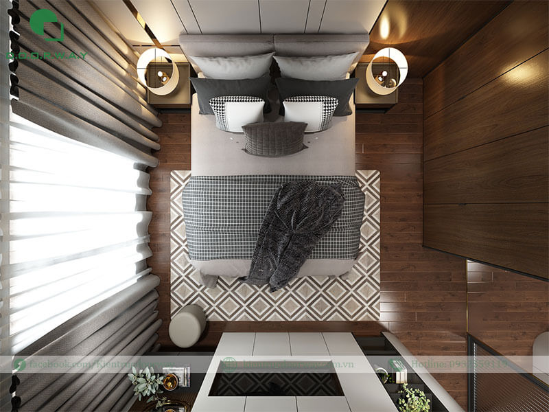 bố trí phòng ngủ 20m2 cho cặp vợ chồng