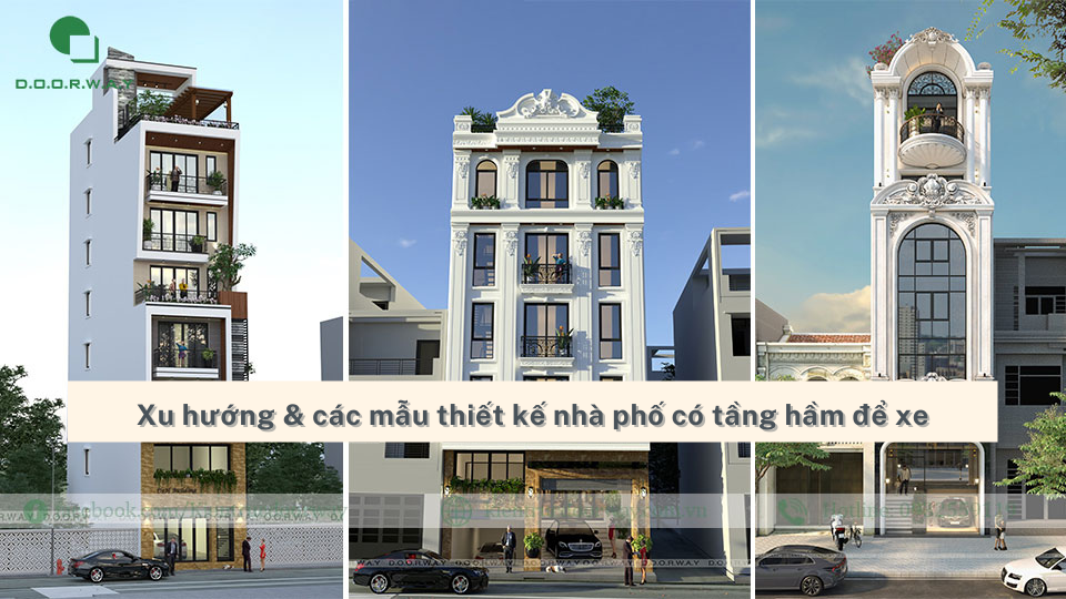 thiết kế nhà phố có tầng hầm để xe