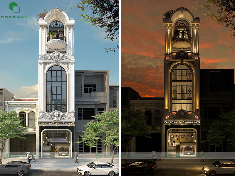 Phối cảnh nhà phố cao tầng cho thuê văn phòng theo phong cách Tân cổ điển Phối cảnh nhà phố cao tầng cho thuê văn phòng theo phong cách Tân cổ điển