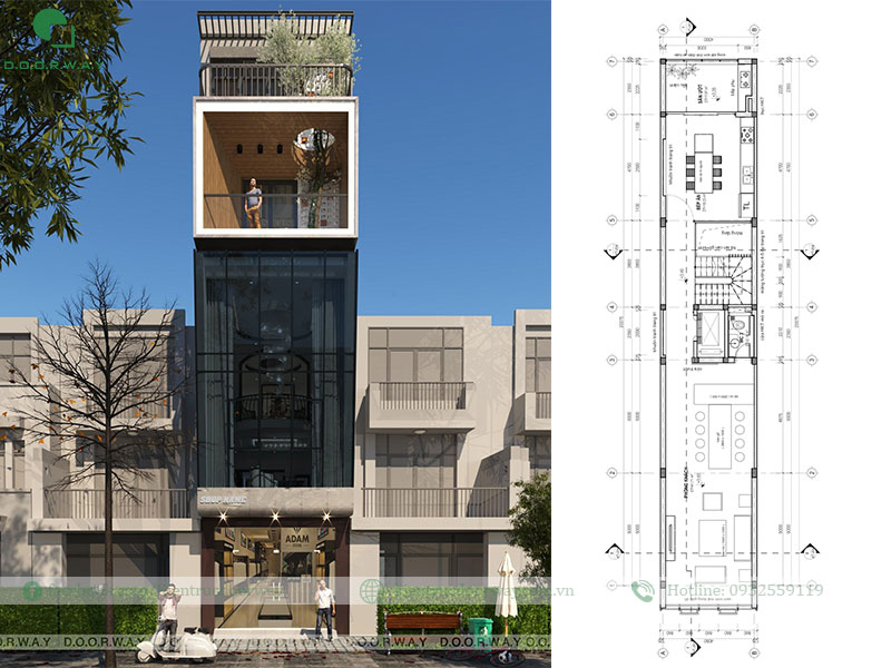 Phối cảnh 3D và mặt bằng công năng thiết kế nhà phố thông tầng Phối cảnh 3D và mặt bằng công năng thiết kế nhà phố thông tầng