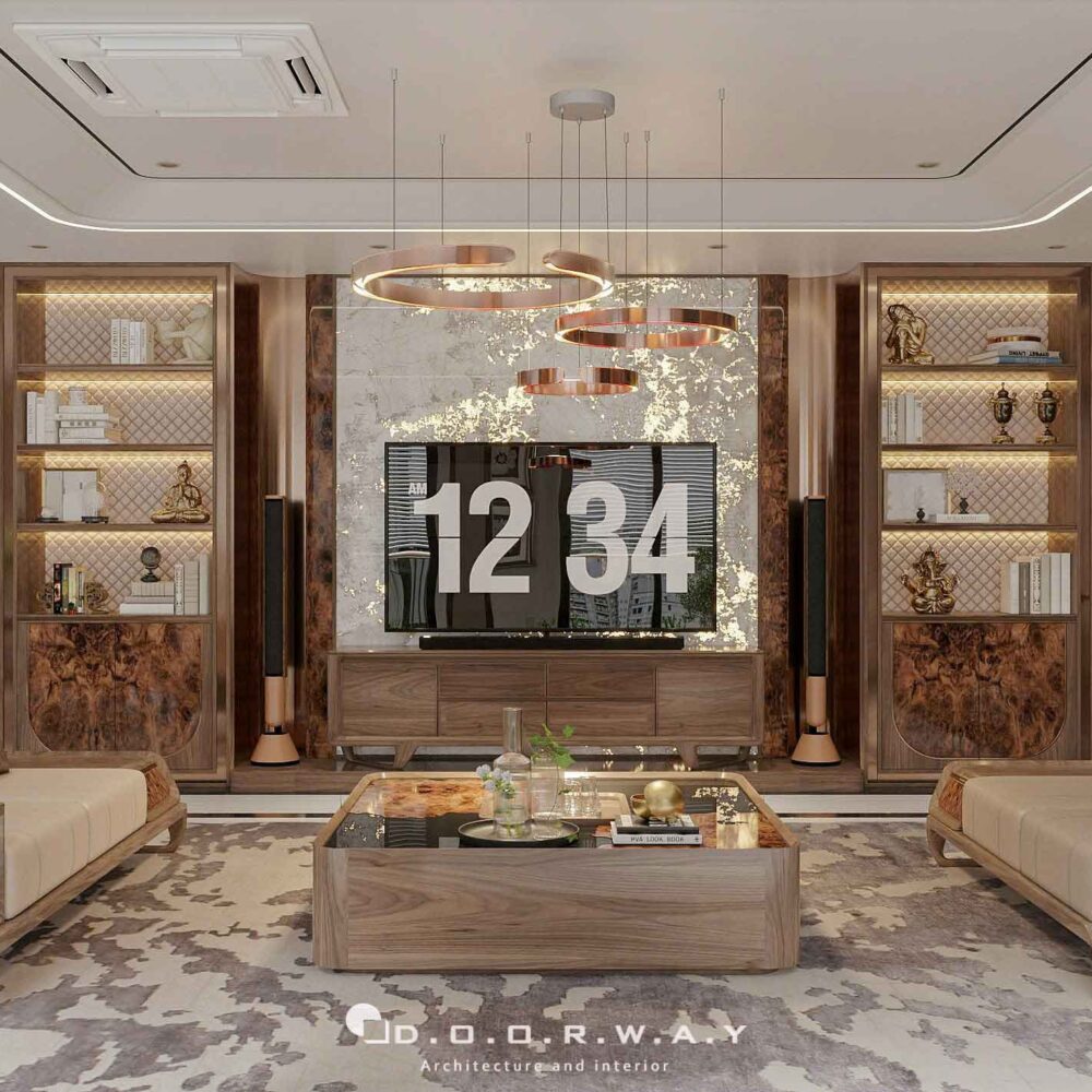 nội thất nhà phố gỗ óc chó (3)