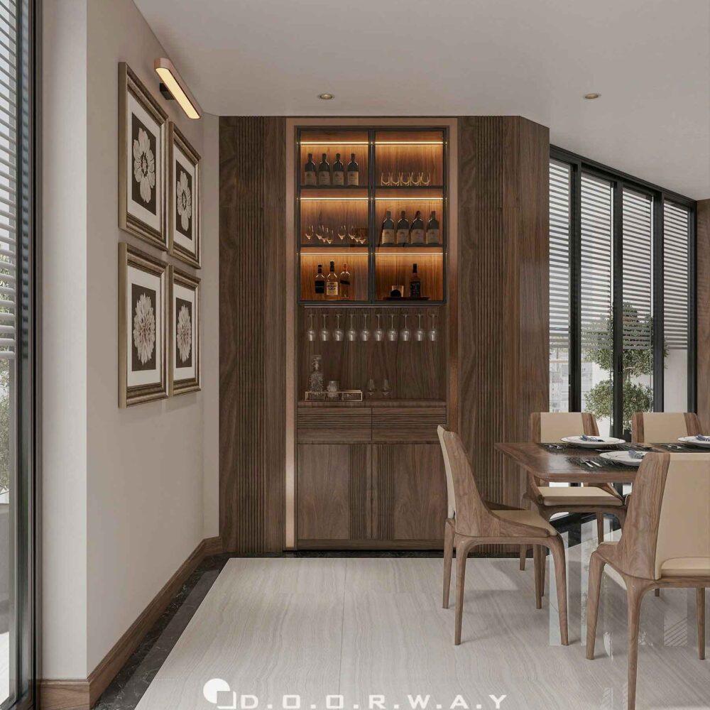 nội thất nhà phố gỗ óc chó (3)