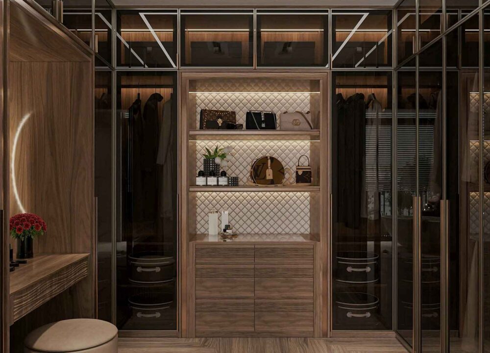 nội thất nhà phố gỗ óc chó (3)